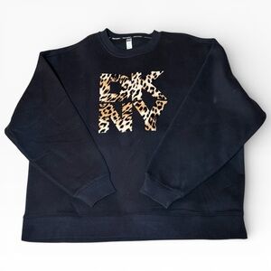 DKNY Sport Women's Leopard Logo Crew Neck Pullover - NWT